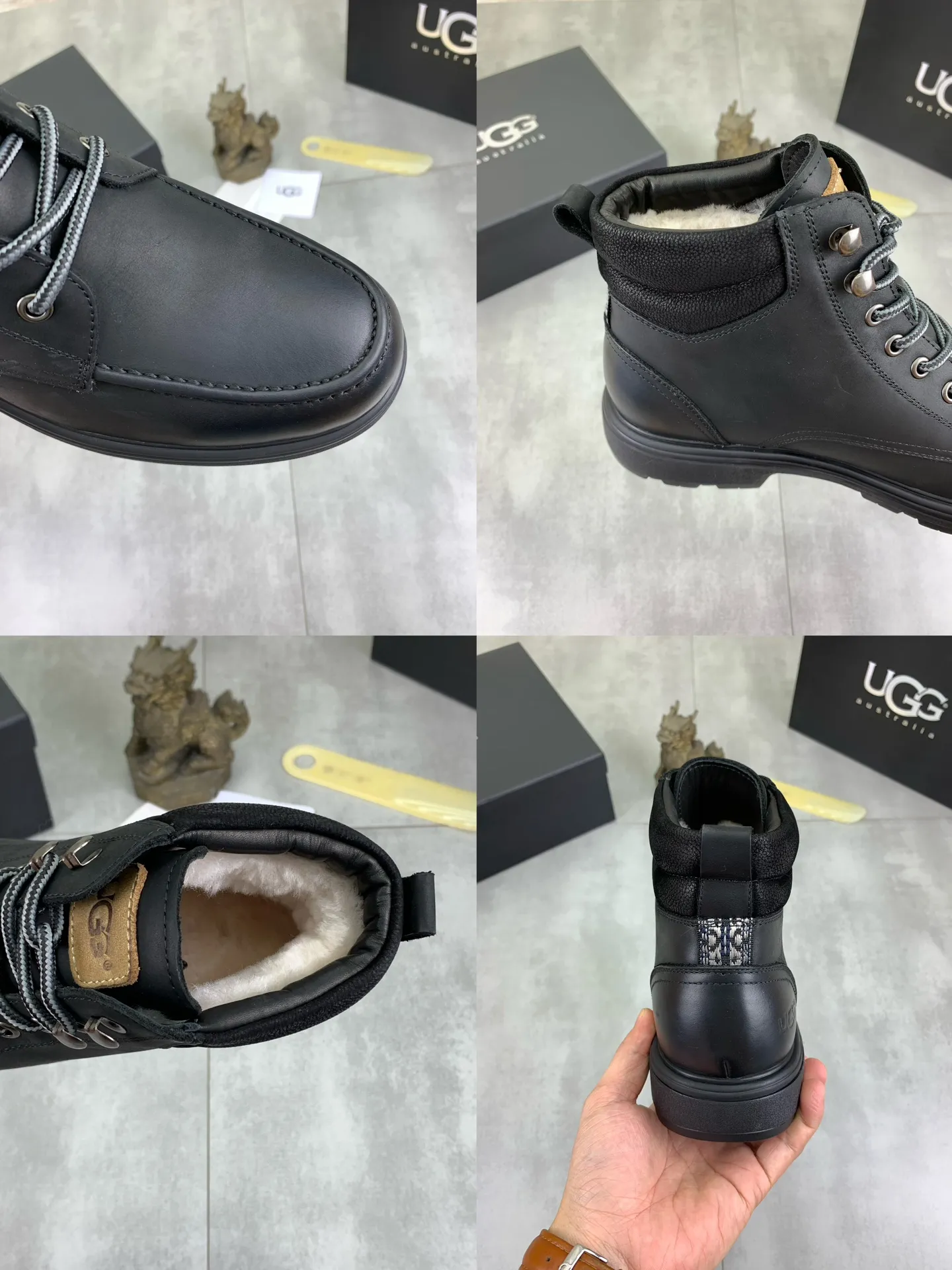 Factory price P640 💶[UGG] (full wool lining) Top-end high-quality fur integrated warm snow boots from Australia's warm luxury men's shoes brand, UGG-5877 official website synchronized, made of imported cowhide, carefully sewn...Imported rubber outsole (comfortable, soft, wear-resistant) The quality is really great...Exquisite workmanship, you can't put it down at first sight, code number: 39-44 Color: 3️⃣colors available